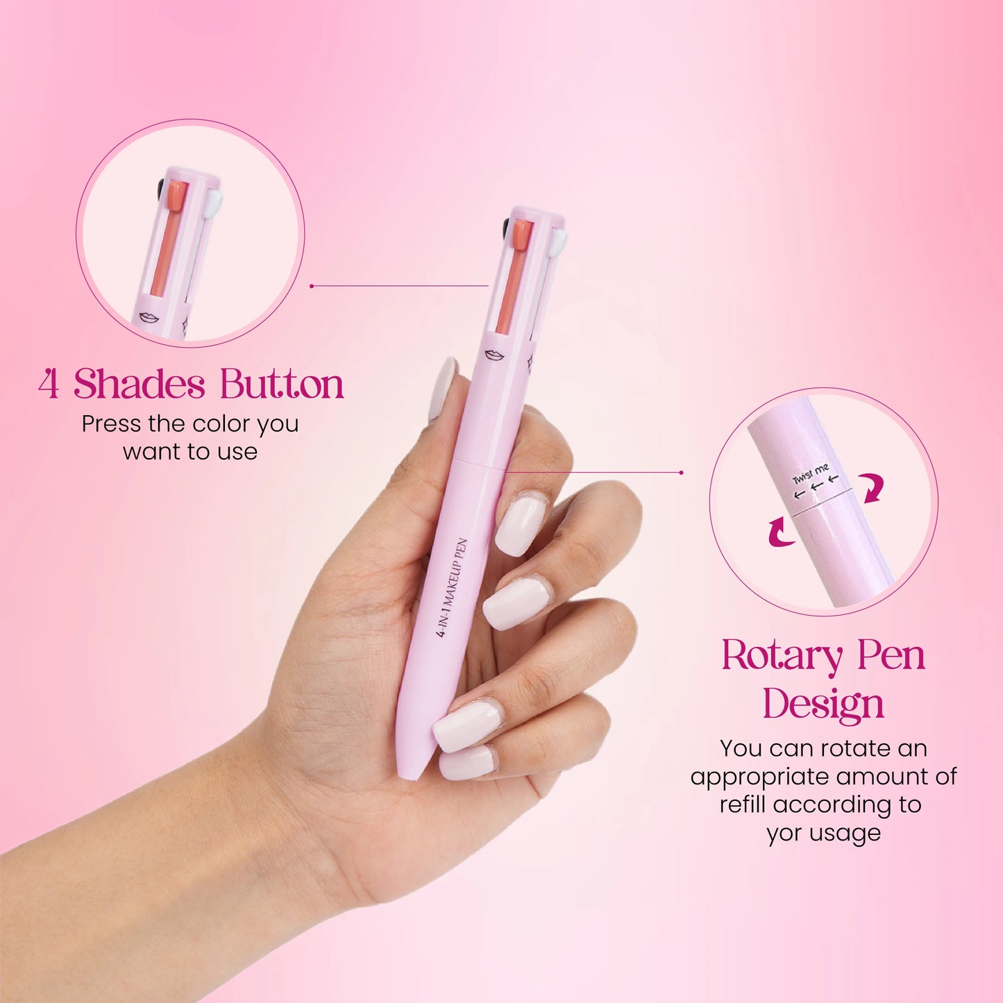 Eye Shadowliner Combination 4 In 1 Makeup Pen Multifunctional Cosmetics Ballpoint Pens Waterproof Eyeliner Eyebrow Pencil Longlasting Highlighter Stick