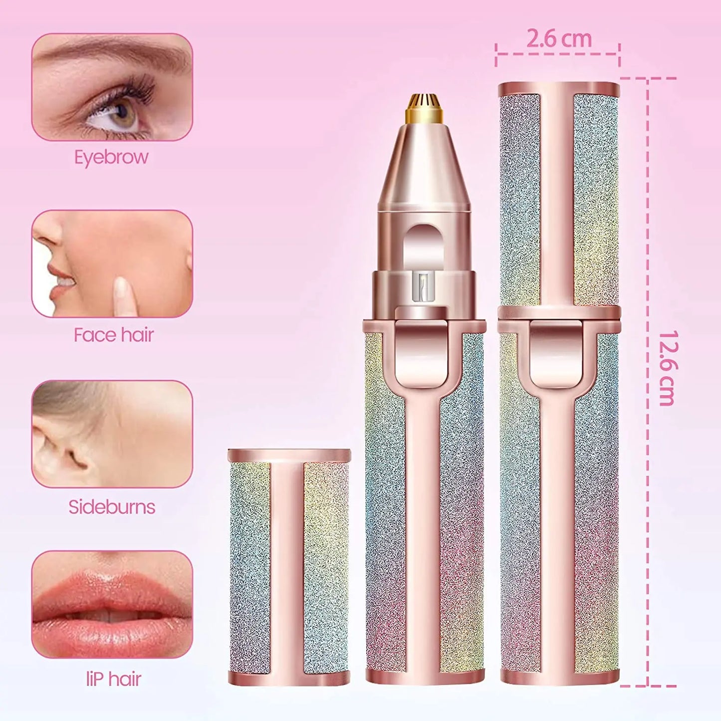 2 In 1 Electric Eyebrow Trimmer Makeup Painless Eye Brow Epilator Mini Shaver Razor Portable Facial Body Hair Remover For Women