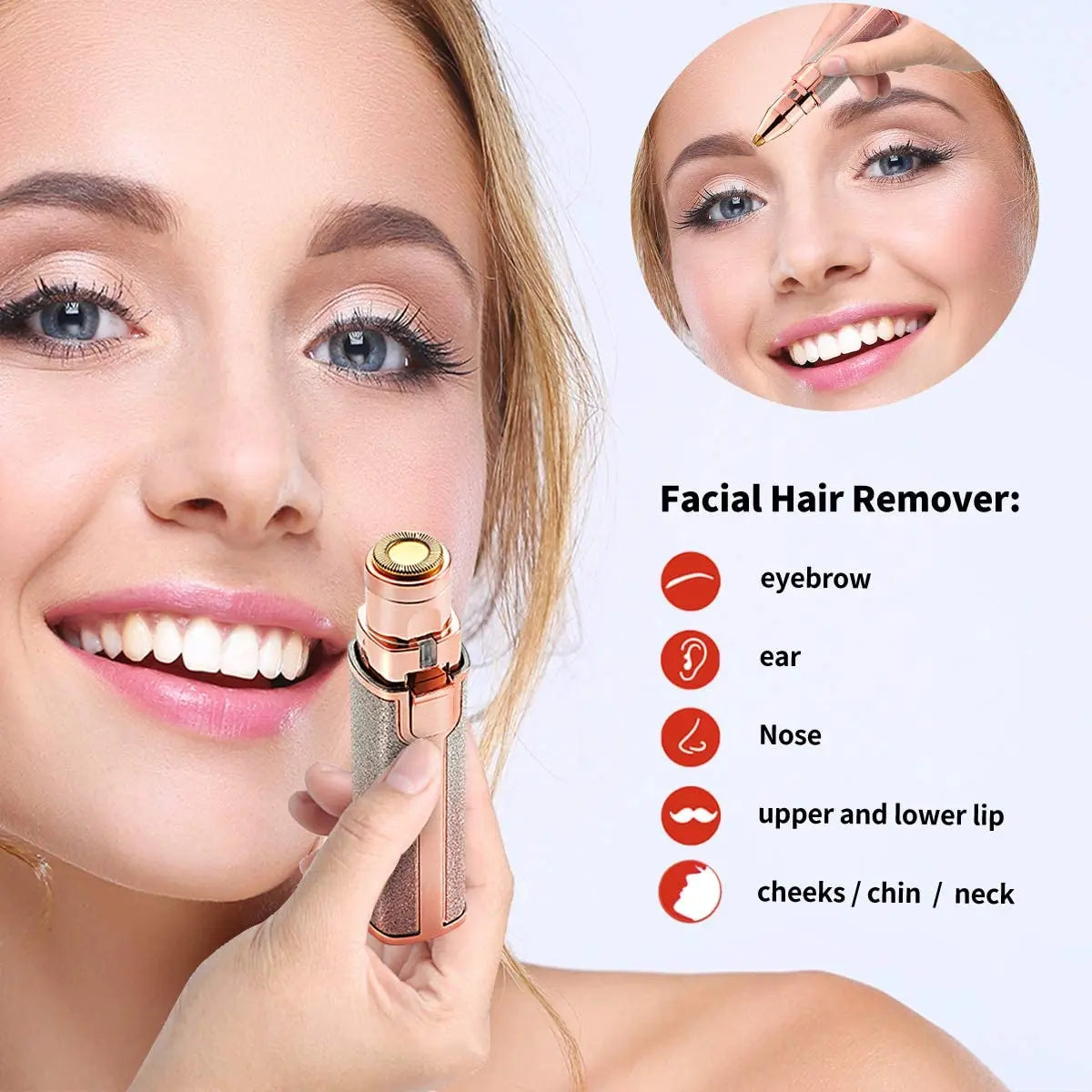 2 In 1 Electric Eyebrow Trimmer Makeup Painless Eye Brow Epilator Mini Shaver Razor Portable Facial Body Hair Remover For Women
