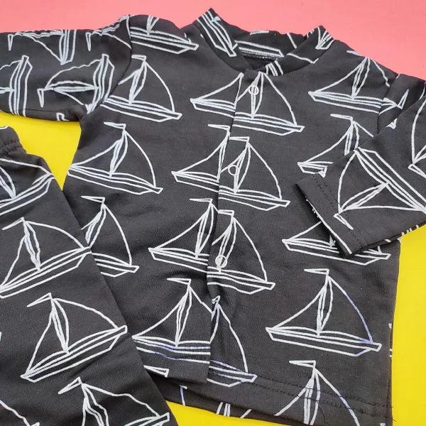 Kids Night Suit Black Boats