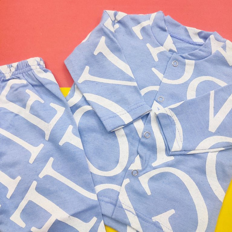 Kids Night Suit Sky Blue Alphabets