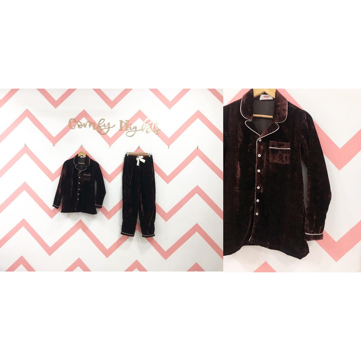 Brown Velvet PJ Set