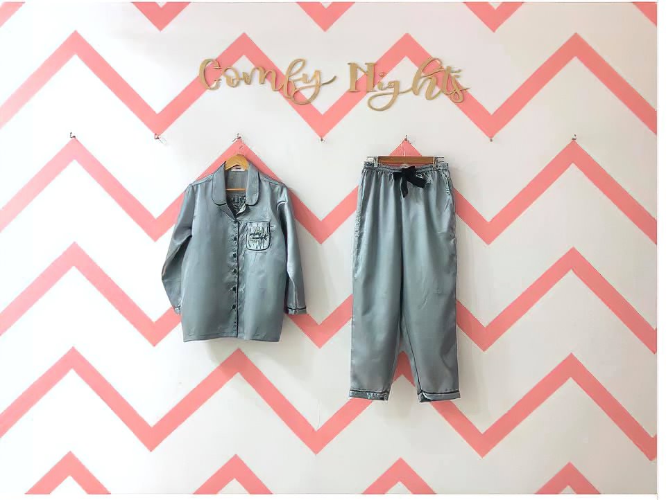 Grey Personalise Satin Pj Set & Loungewear