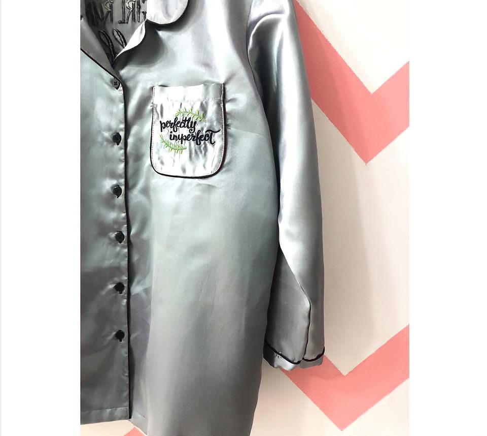 Grey Personalise Satin Pj Set & Loungewear