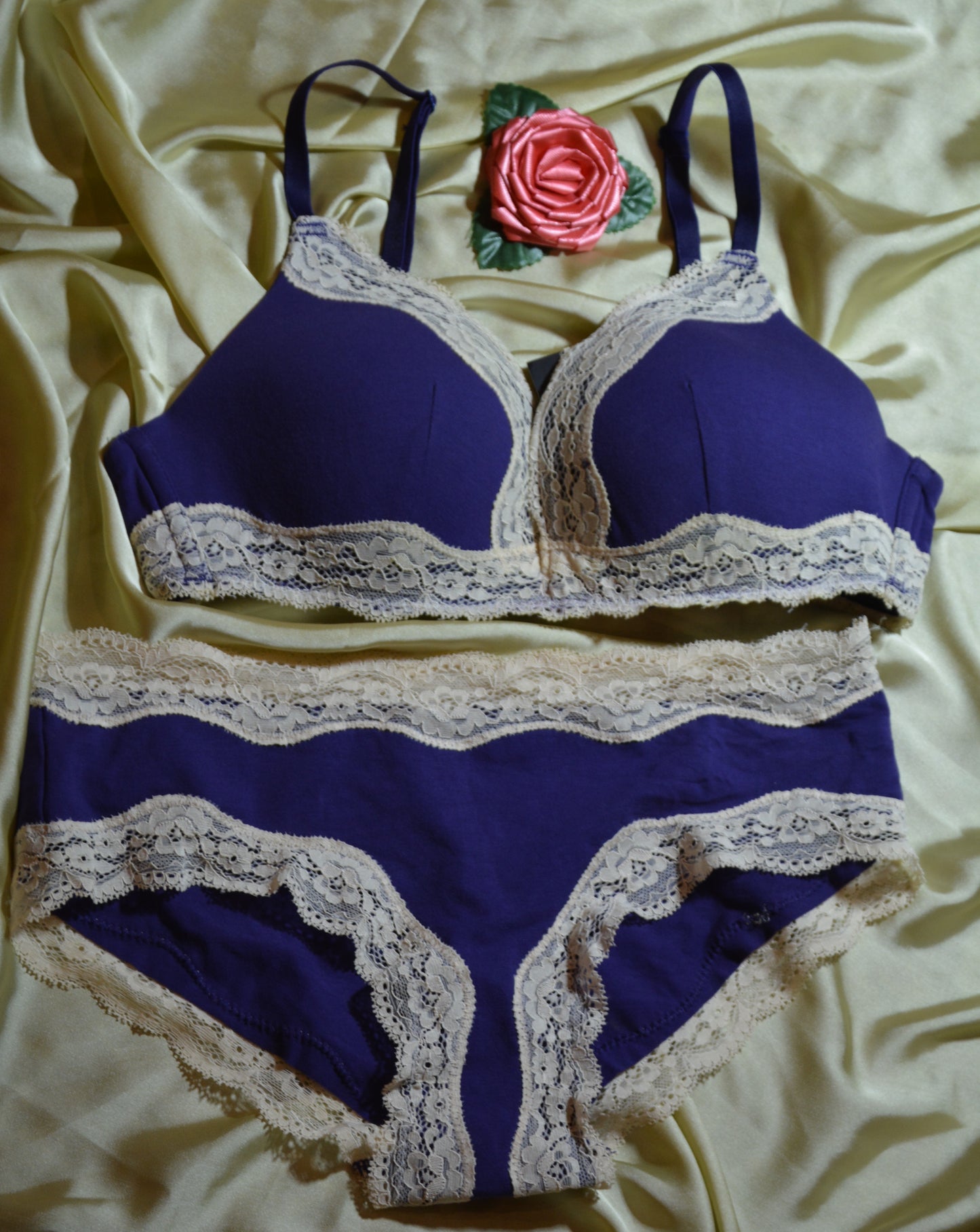 Non Wired Lace Bra Set