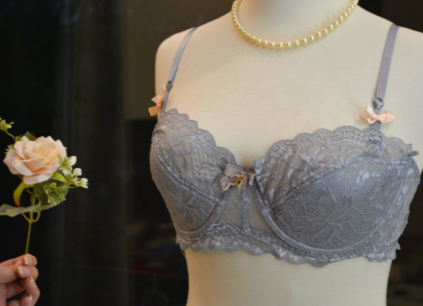 Demi-Cup Underwire Lace Bra Set