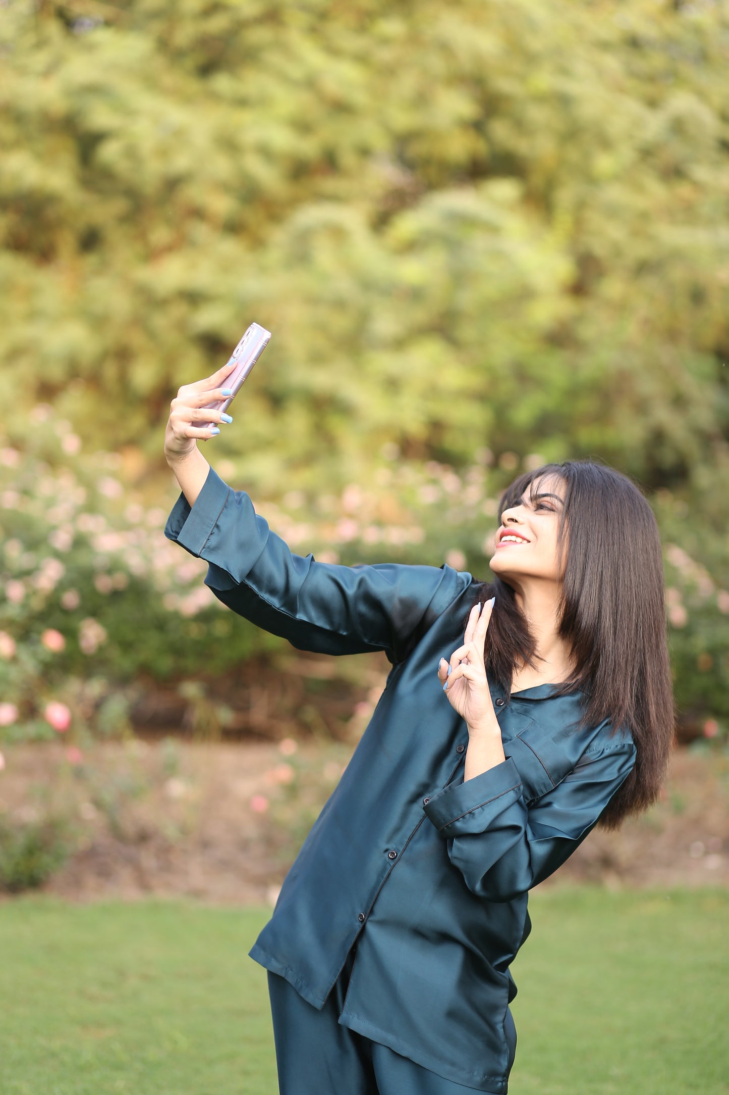 Zinc Color Silk Pj Set