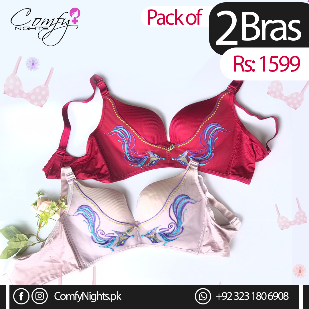 Non Wired Pushup Embroidery Bra