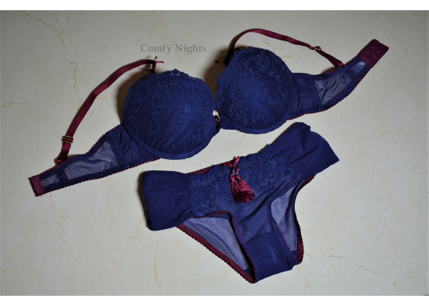 Embroidered & Lacy Bra Set