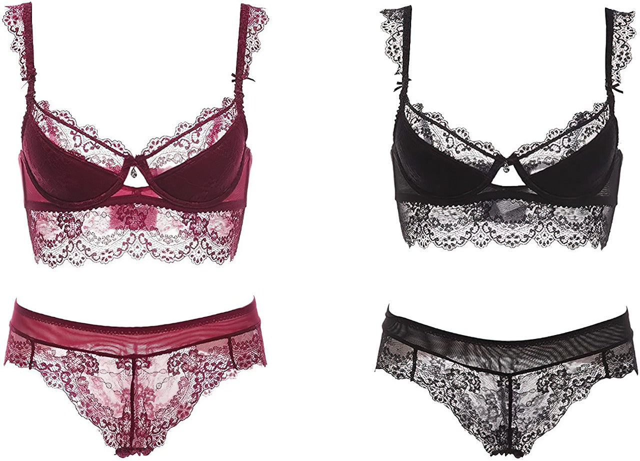 Lace Net Sexy Bra Set