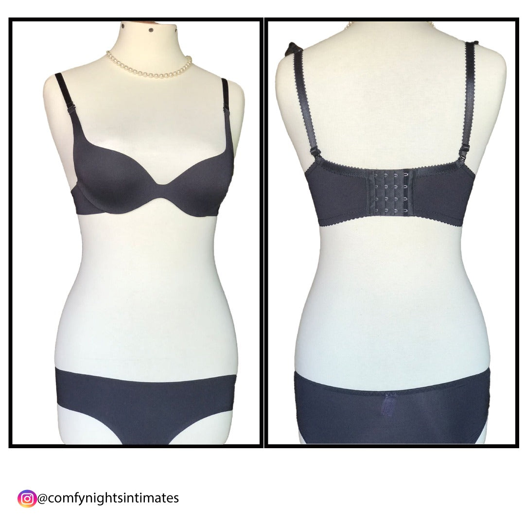 Plain Pushup Demi Cup Bra Set