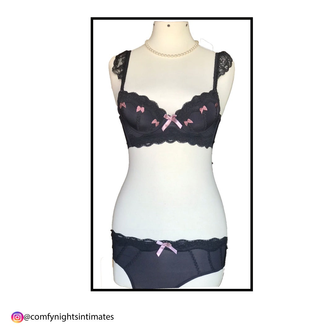 Pushup Front Bow Bra Set