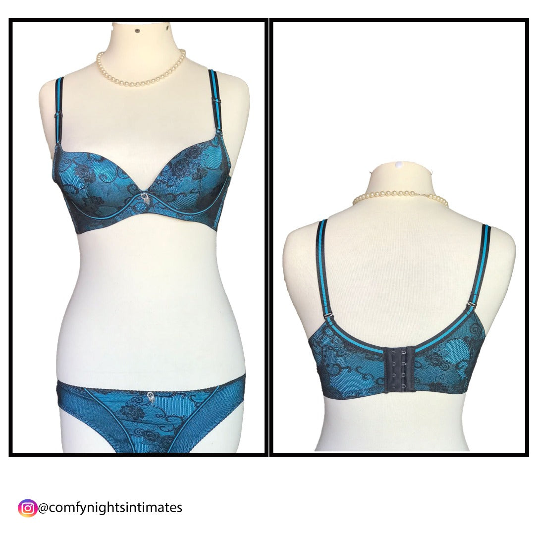 Pushup Silk & Net Bra Set