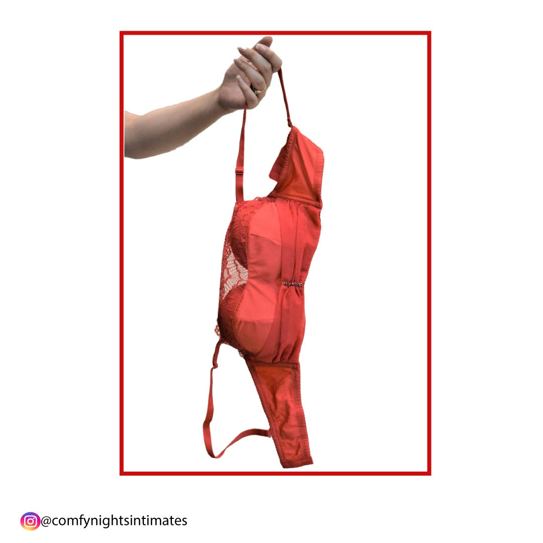 Red Pushup Fancy Bra Set