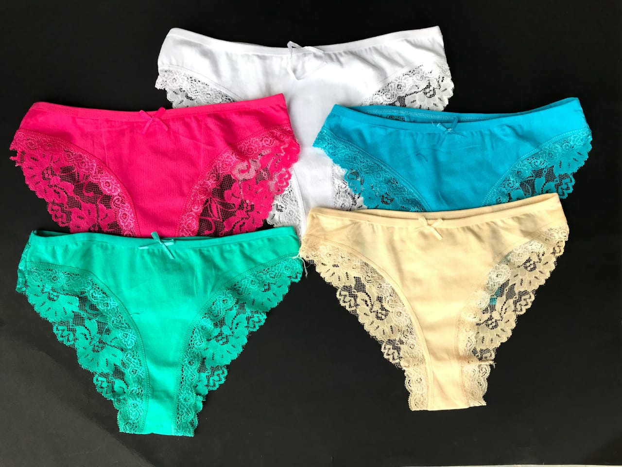 Pack of 5 Different Color Cotton & Net Panties