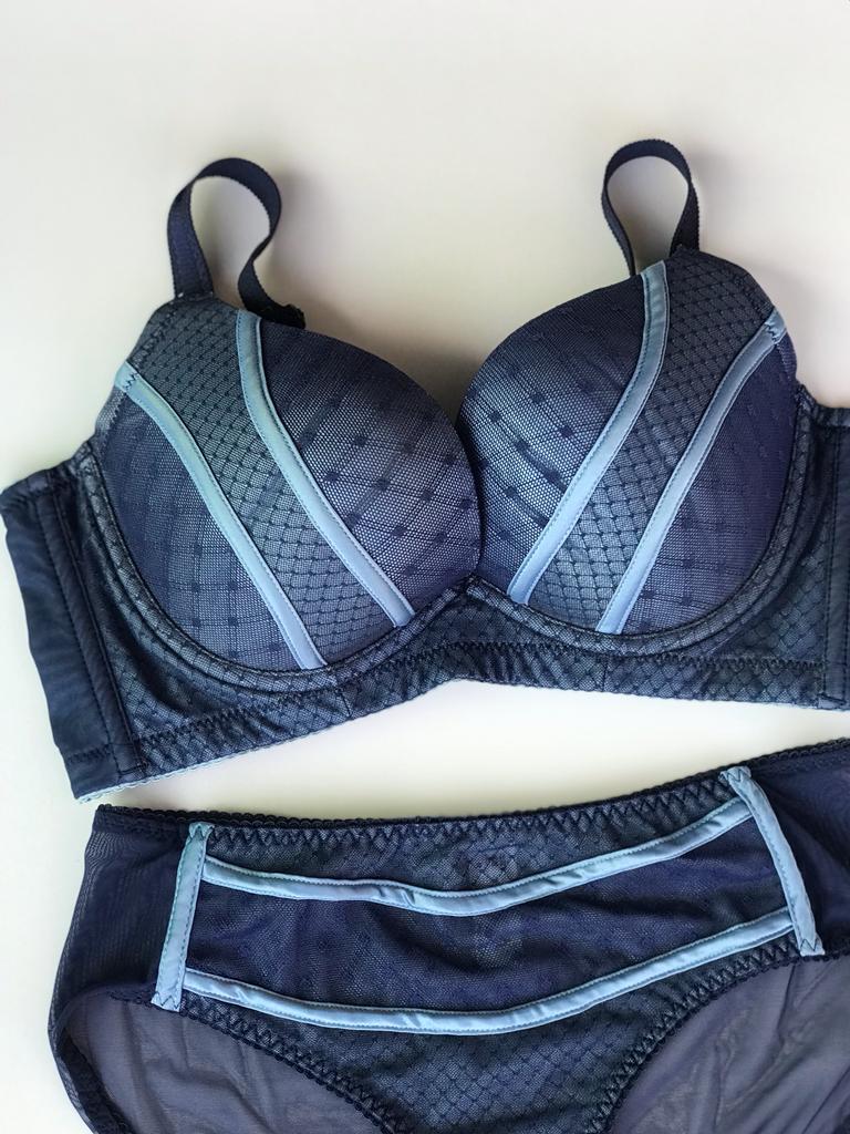 Blue Lines Heavy Pushup Bra Set