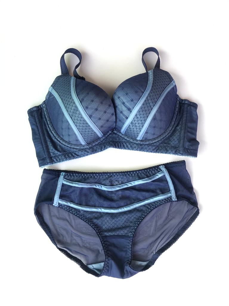 Blue Lines Heavy Pushup Bra Set