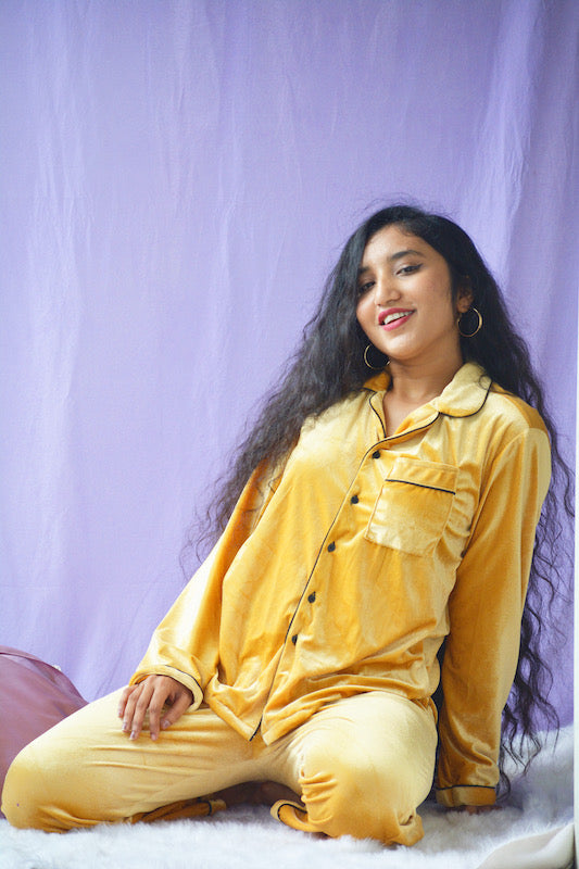 Yellow Velvet PJ Set