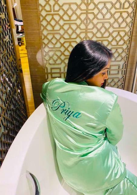 Pastel Green Personalize Back Silk Pj Set & Loungewear