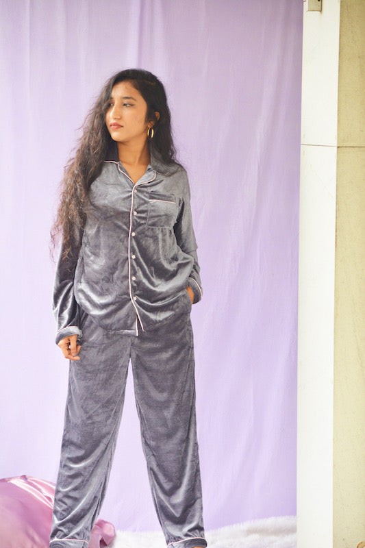 Grey Velvet PJ Set