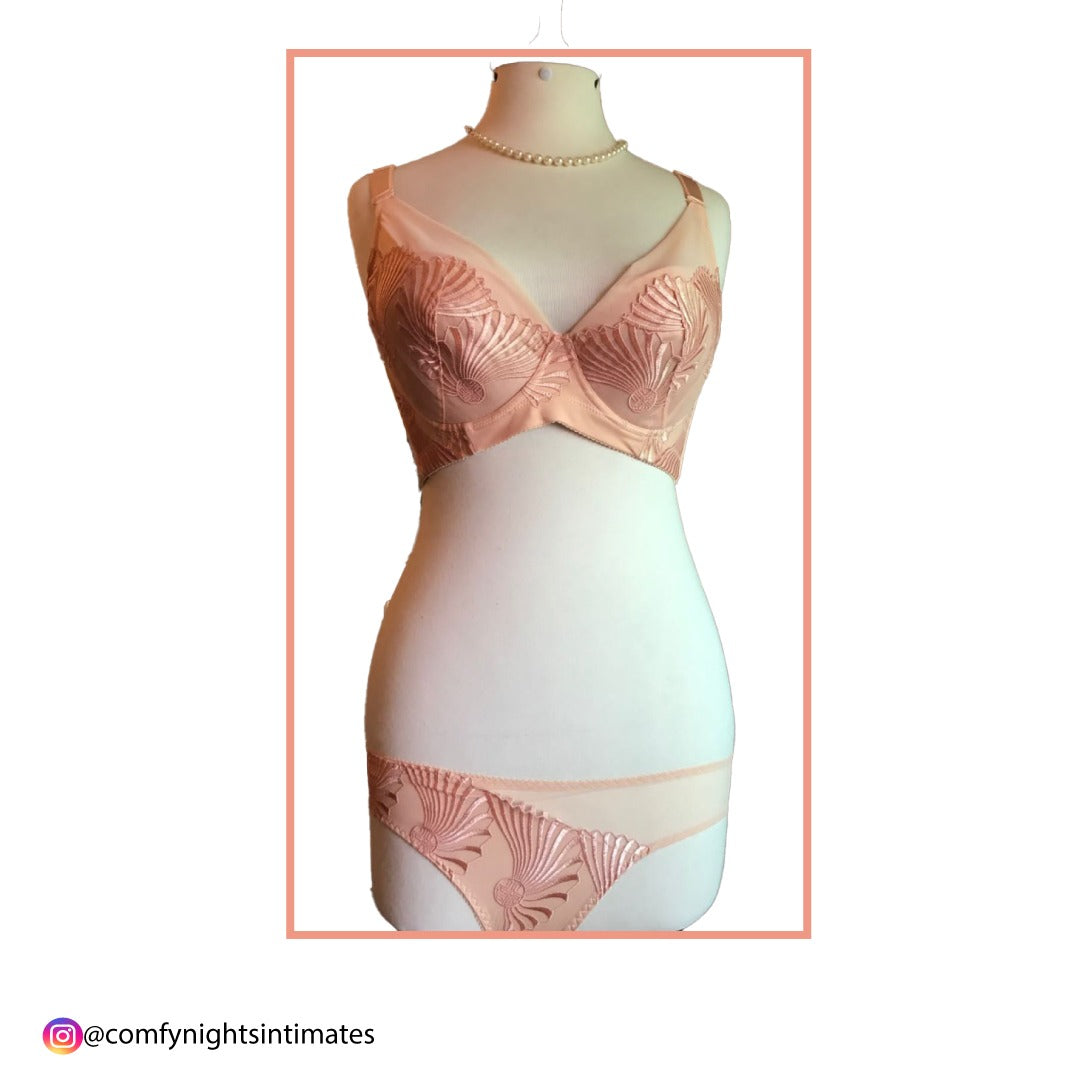 Full Embroidery Non Wired Bra Set