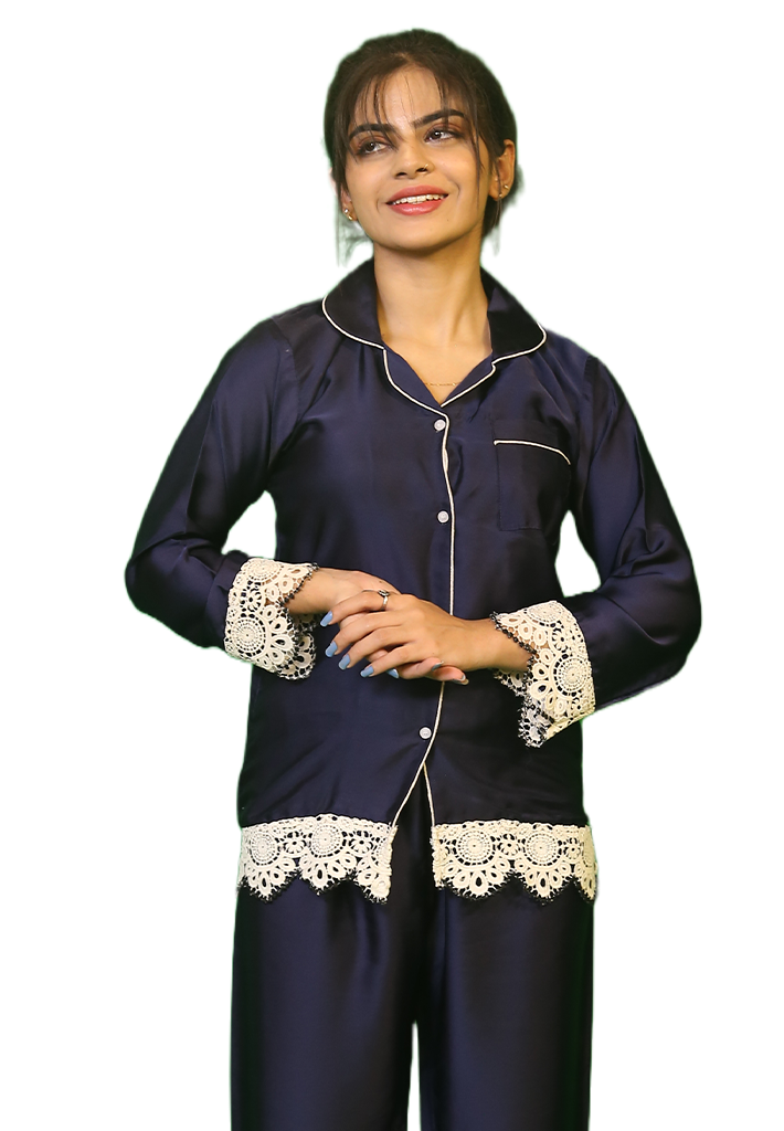 Navy Blue Lace Pj Set