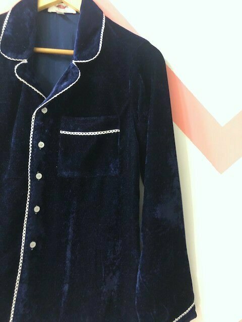 Navy Blue Velvet PJ Set