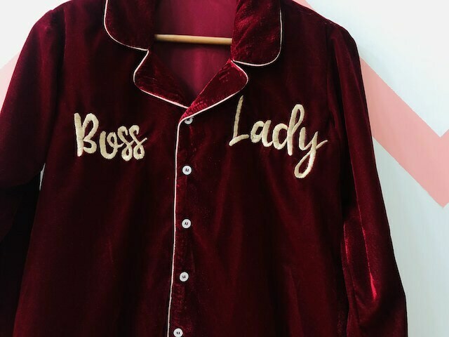 Boss Lady Maroon Velvet Loungewear Pj Set