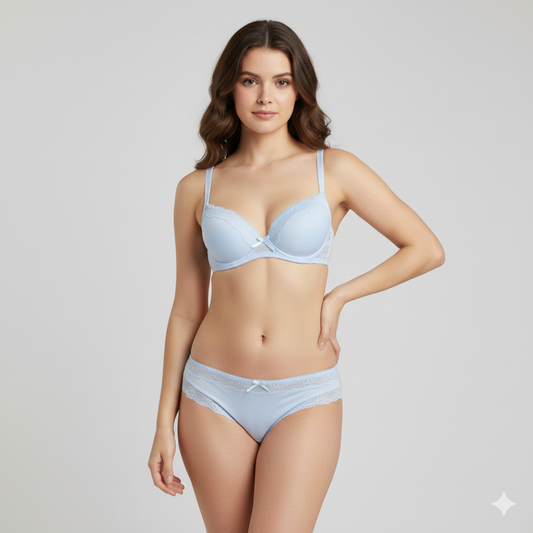 Non Wired Soft Single Padded Bra Set