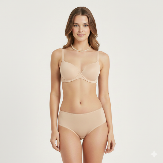 Plain Pushup Demi Cup Bra Set
