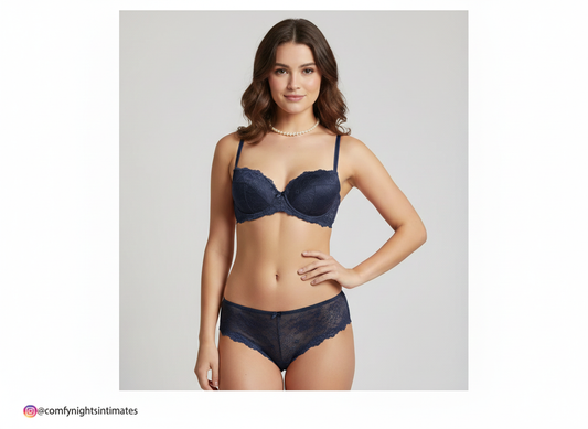 Women Sexy Silk and Lace Bra Set