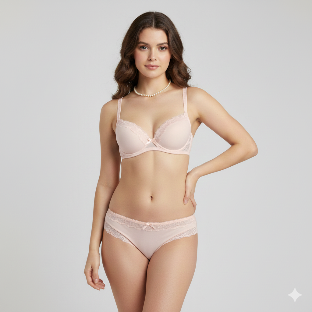 Non Wired Soft Single Padded Bra Set