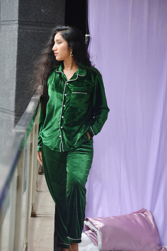 Green Velvet PJ Set
