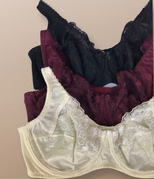 Embroidered Half Net Wired Bra
