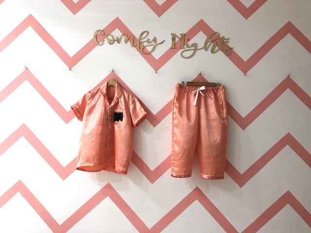 Peach Satin Lace Trouser Set